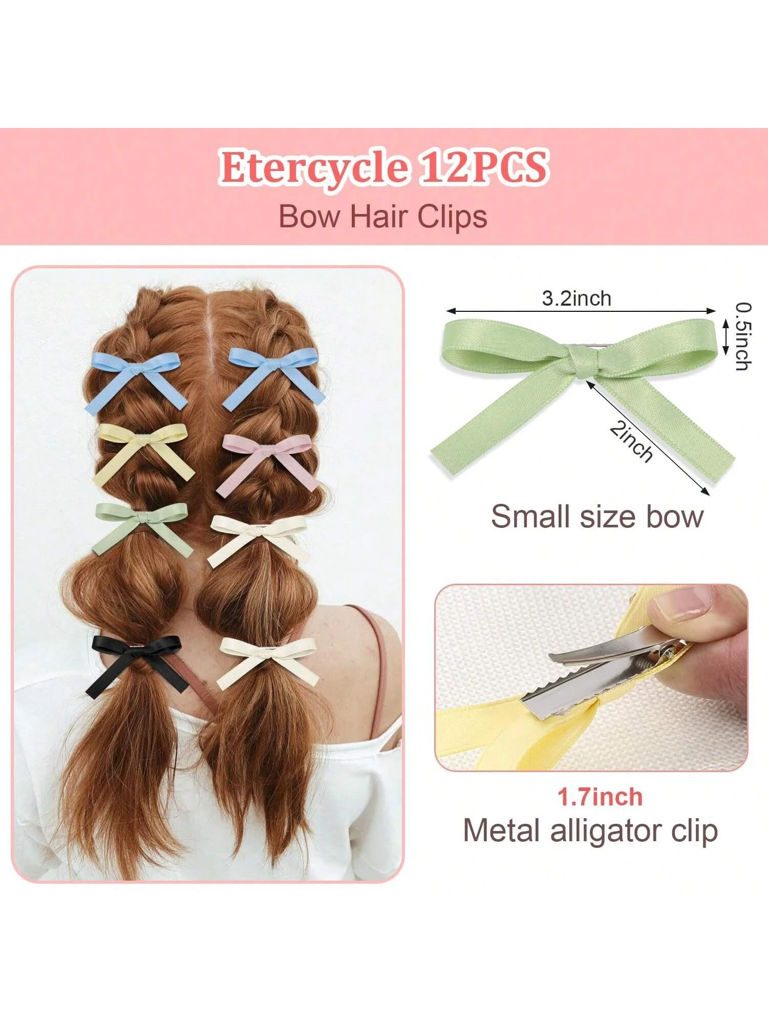 12 little bow ribbon hair accessories cute hair clips Alligator clips for women girls toddlers