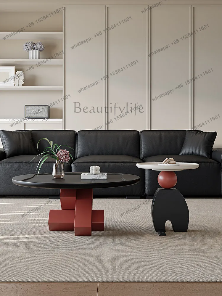 

Геометрический итальянский минималистичный журнальный столик-комбинация, круглый, в стиле дофамин-арт, креативный, дизайнерский, для дома, легкая роскошь