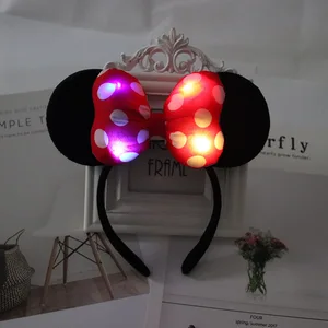 Led kafa bandı minnie mouse kulak polka dot yay ışık hairband flaş, çocuklar, ışıklar, aksesuar saç, açık renkli oyuncaklar Oyuncakların ilk 10 satışı-puantiyeli-no. 8