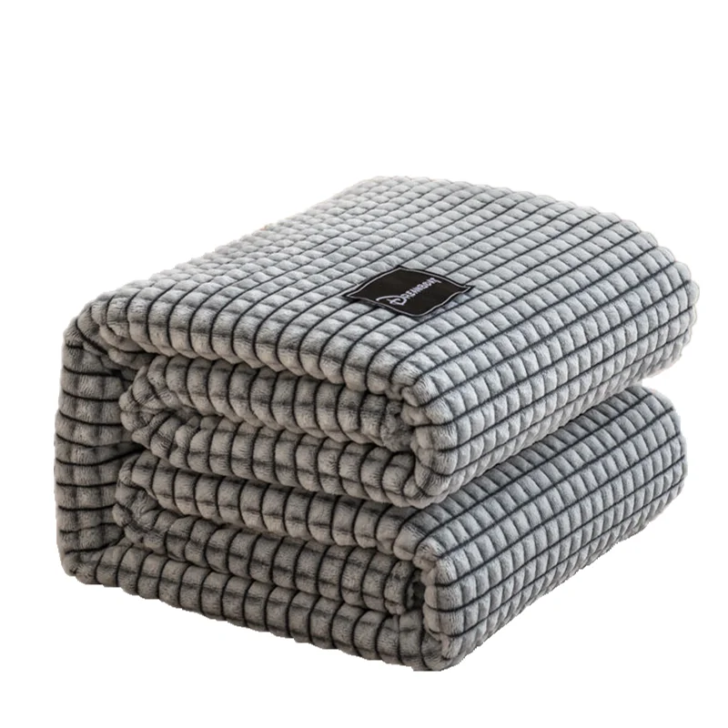 J Plaid for Beds Coral Fleece Blankets Gray Color Plaids Single/Queen/King Flannel Bedspreads Soft Warm Blankets for Bed