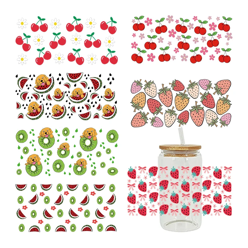 3D UV DTF Transfers Stickers 16oz Cup Wraps Food Fruit Kiwi Strawberry Printed For DIY Glass Ceramic Metal Leather Etc. D19225