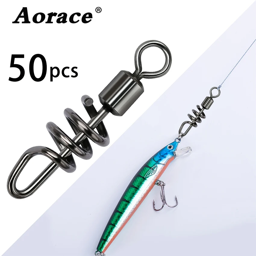 Barrel Swivels, Fishing Snap 50Pcs Rolling Swivels, Carp Cork Screw Swivels, Stainless Steel Saltwater Fishing Lure Connector