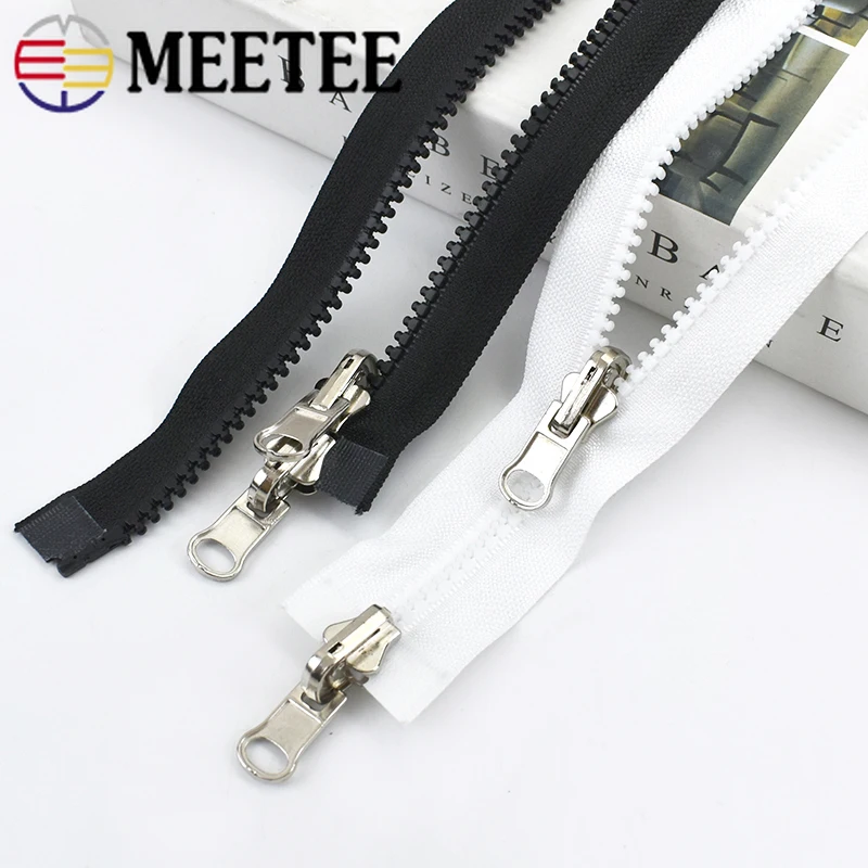 Meetee 65-300cm 5# Resin Zippers Double-sided Sliders Open-end Zipper for Coat Down Jacket Outdoor Tent Zip DIY Sewing Accessory