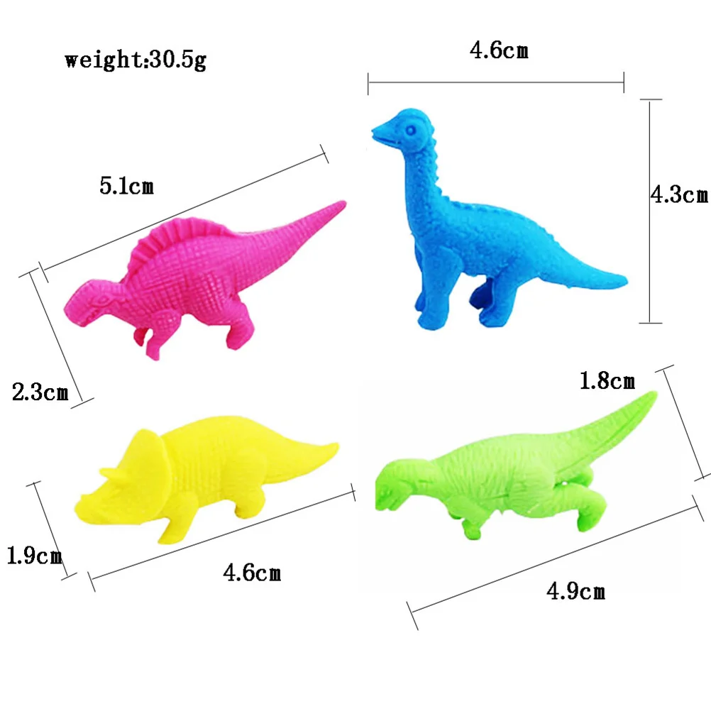 4pcs Dinosaur Erasers Novelty Cartoon School Supplies Stationery Classroom Rewards Birthday Party Favors For
