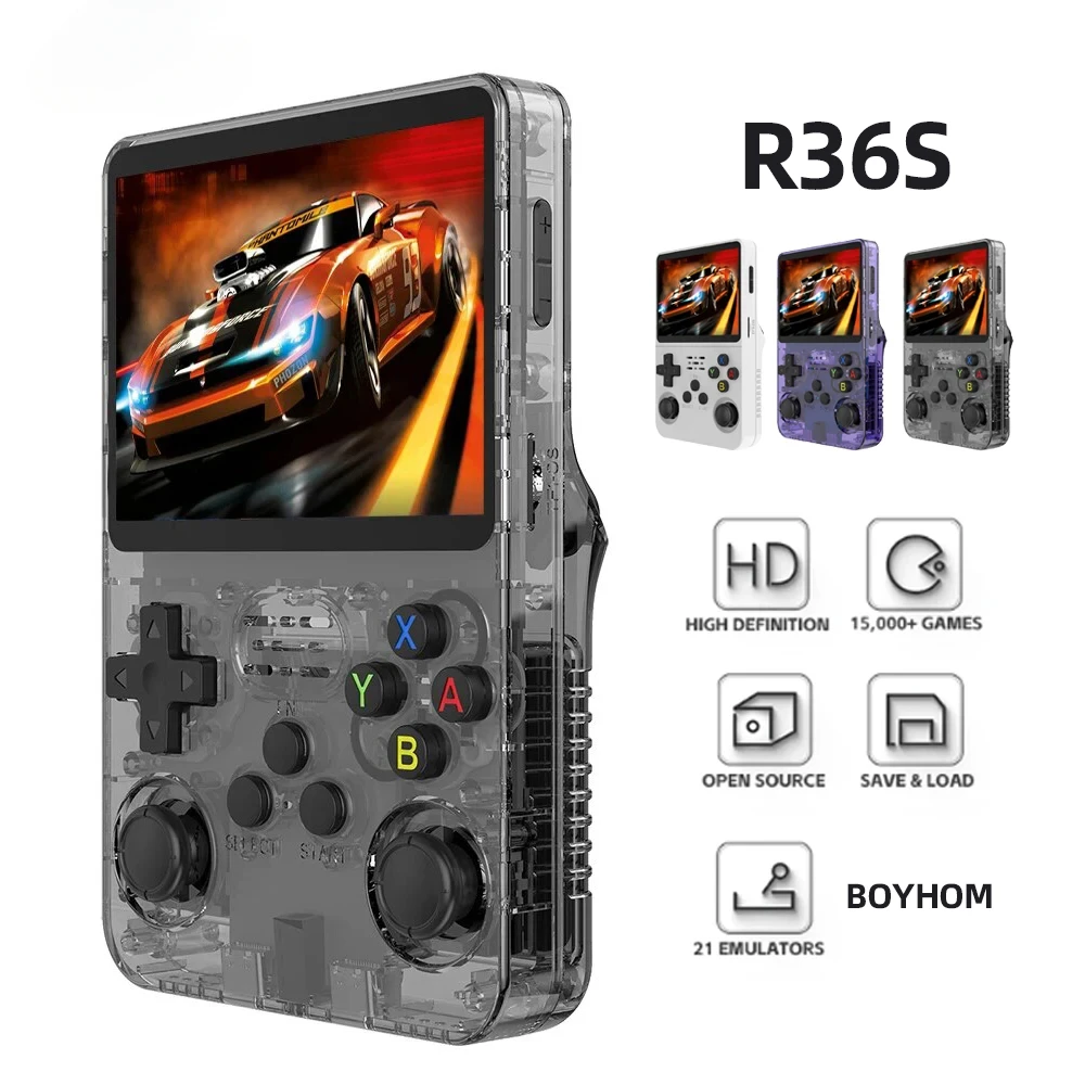 R36S Retro Handheld Video Game Console Linux System 3.5 Inch IPS Screen R35s Pro Portable Pocket Video Player 64GB Games