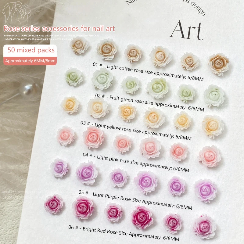 50 قطعة مسمار الفن زهرة صغيرة الراتنج جوهرة الأحجار DIY بها بنفسك مسمار الحرف ملصقات ثلاثية الأبعاد ل هلام البولندية مسمار اكسسوارات متعدد الألوان ارتفع #4