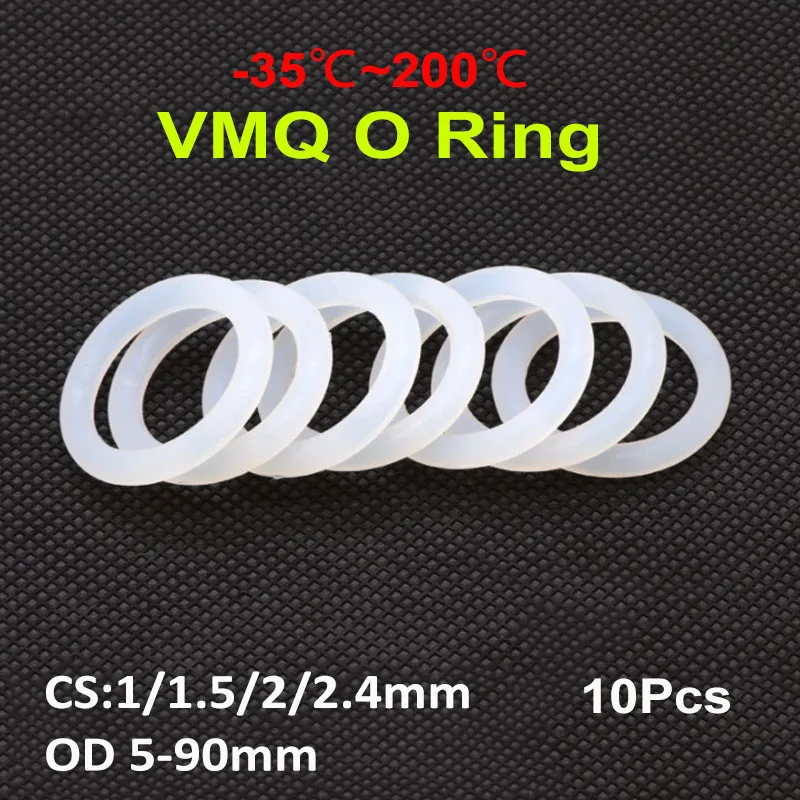 10Pcs/Lot CS 1/1.5/2/2.4mm VMQ White Silicone O Rings Gasket Waterproof Washer silicone Rubber O-ring