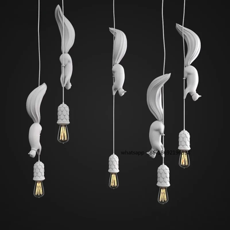 Nordic Squirrel Chandelier Decoration Creative Chandelier Designer Simple Bar Restaurant Resin Zoo Children's Room Light