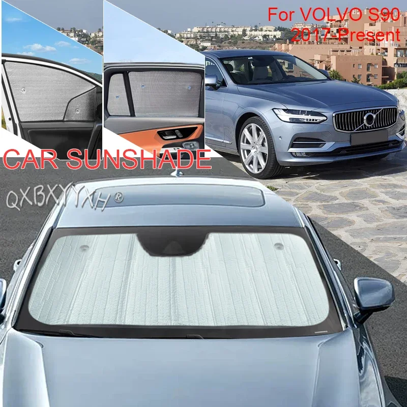Car Sun Shade Aluminum Foil Foldable UV Heat Insulation Windshield Sunshades Auto Protect Cover For VOLVO S90 2017-Present