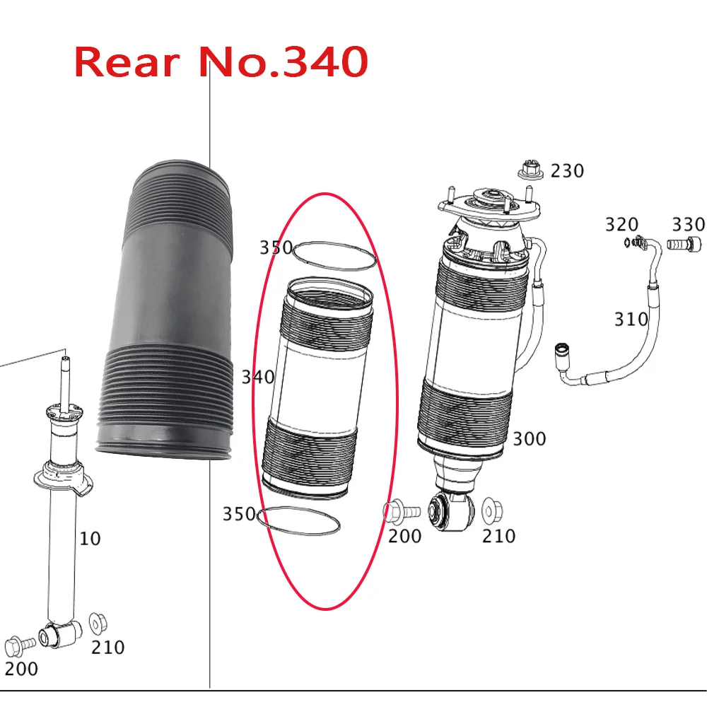 1Pair For Mercedes R230 SL550 SL600 SL63 AMG Rear ABC Hydraulic Shock Absorber Dust Cover Boots 2303280092 2303200513 2303204238