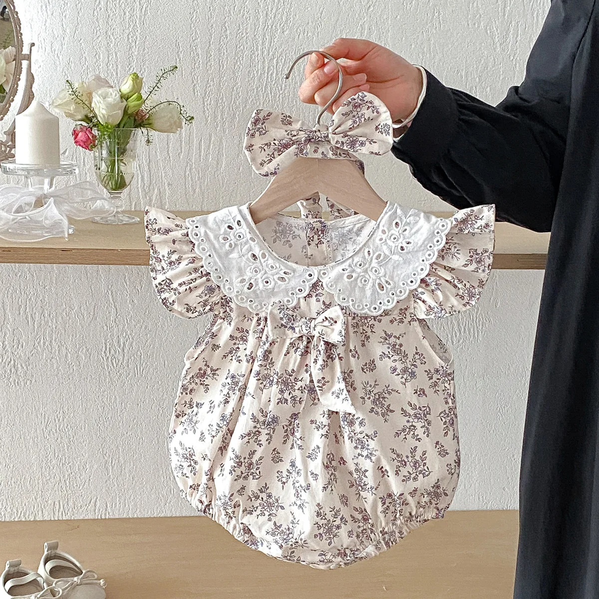 ZOETOPKID 2026 Sommer Schwesterkleidung Baby Strampler Ärmellos Baumwolle Gestreift Mädchen Geburtstagsparty Kleid Blumen Bodysuits