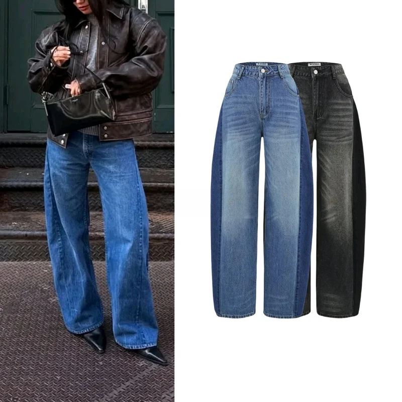 

Womens High Waist Loose Fit Balloon Jeans American Retro Waed Denim Long Trousers Autumn Winter New Sle Ladies Premium Jeans