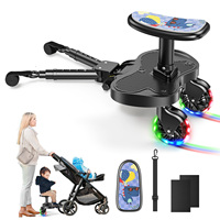 25kg Buggy Board With Seat, Kiddy Board Footboard, Universal Standing Board, 360° Two-Wheel Design,With Pram Seat
