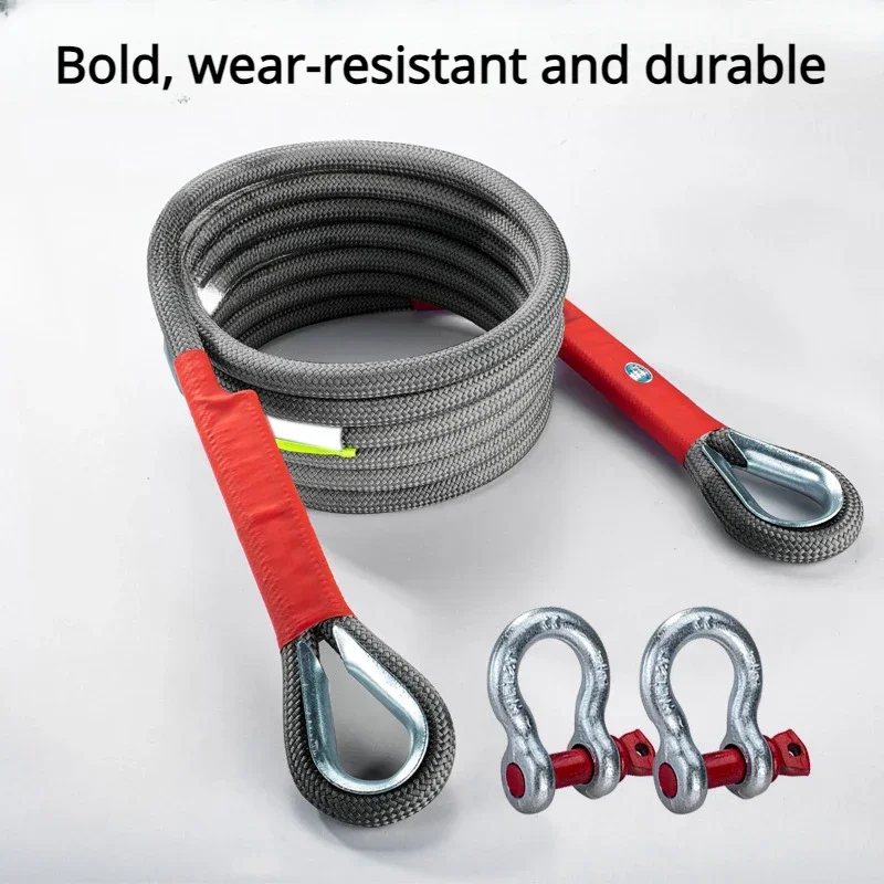 Multiple Sizes Car Outdoor Off-road Trailer Tow Rope Emergency Rescue Rope Thicker Car dacron Colour Changing Pulling Rope