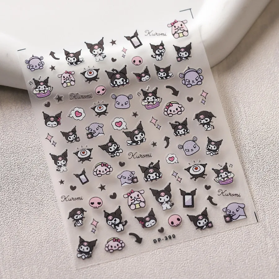 Sanrio Nail Art Supplies Cartoon Kuromi Melody Nail Stickers Nail Sliders Cute Hello Kitty 5D Stickers Nail Art Decoration