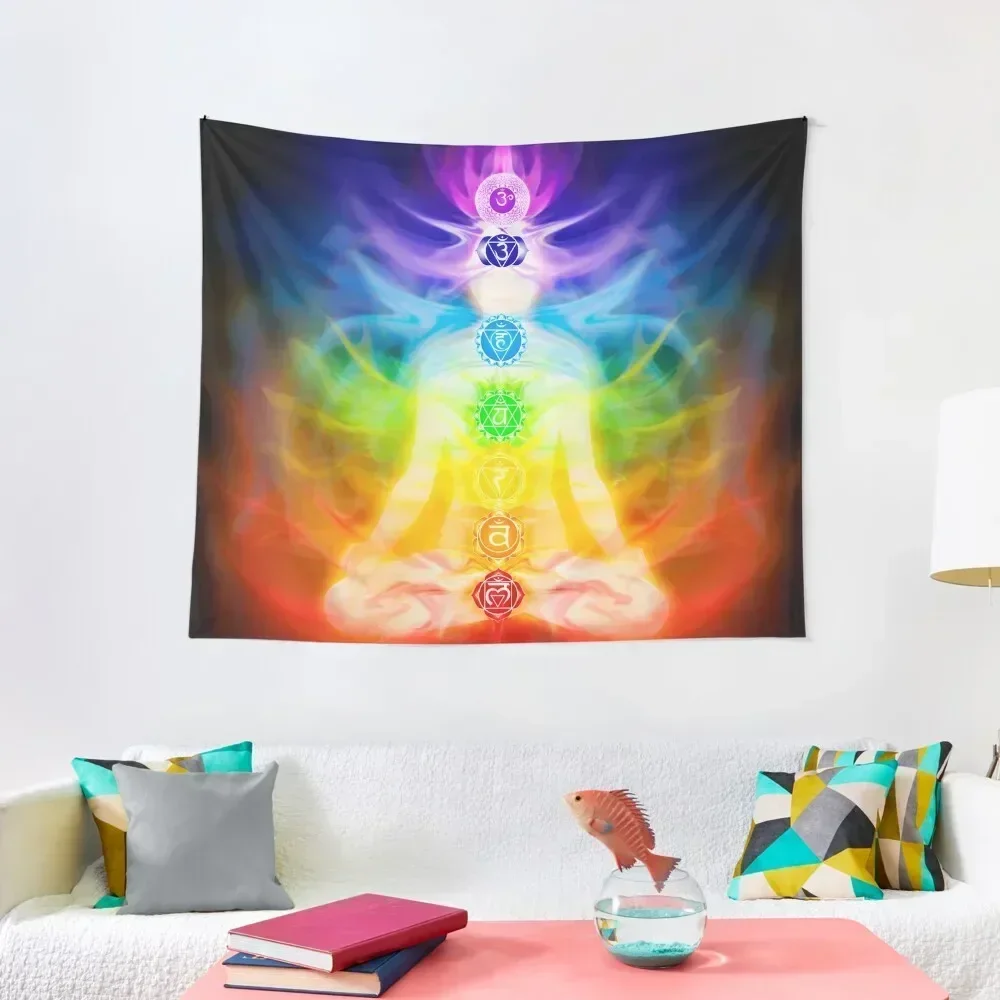 

Chakras and energy flow on human body art photo print Tapestry Wall Mural Wall Decoration Home Decorators Tapestry