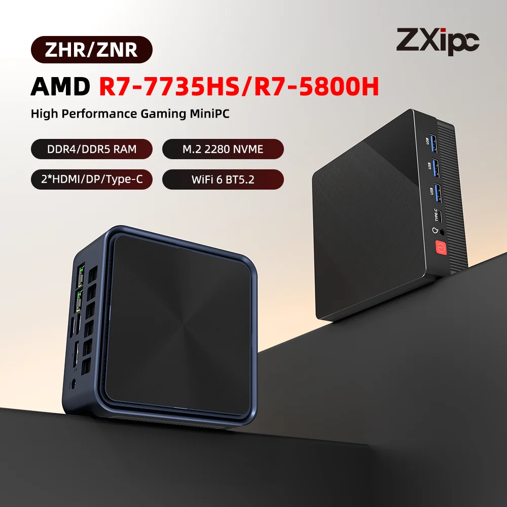 ZXIPC Mini PC Ryzen 7 5800H 6600H 7735HS 4500U DDR4 16GB 512GB