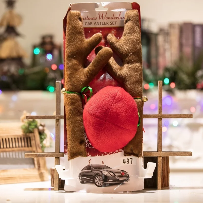 Christmas Reindeer Car Costume Christmas Antlers For Truck SUV Car Decor