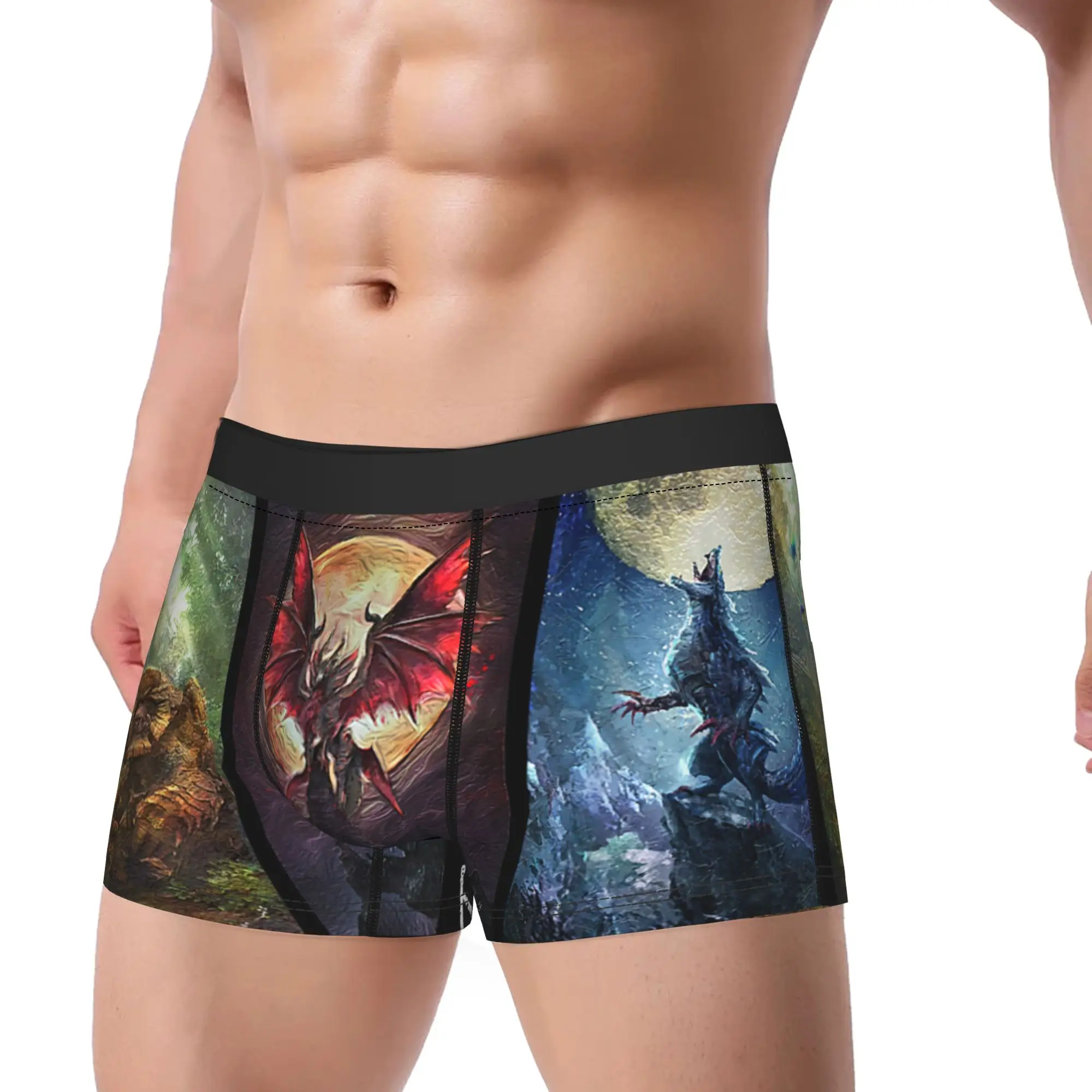 Rise  Sunbreak The Three Lords Monster Hunter Underpants Breathbale Panties Men's Underwear Comfortable Shorts Boxer Briefs