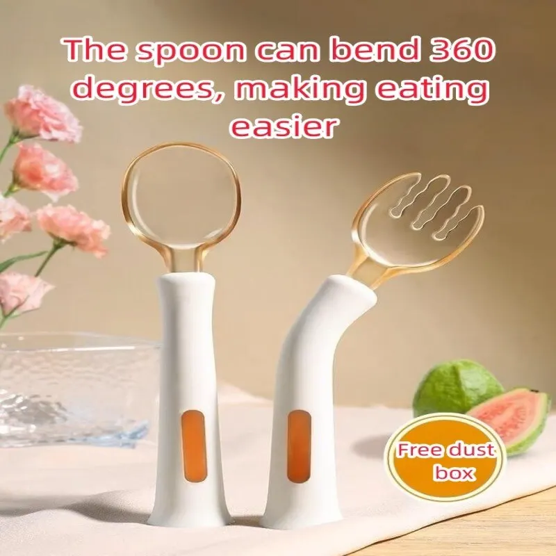 

Baby Spoon Fork Learning To Eat Training One Year Old Independent Feeding For Infants Auxiliary Food Spoon Set Children's Tablew
