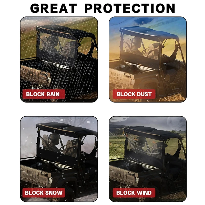 UTV Soft Rear Windshield Clear PVC Back Window Dust Rain Protection For Yamaha Rhino 450 660 700 UTV Accessories