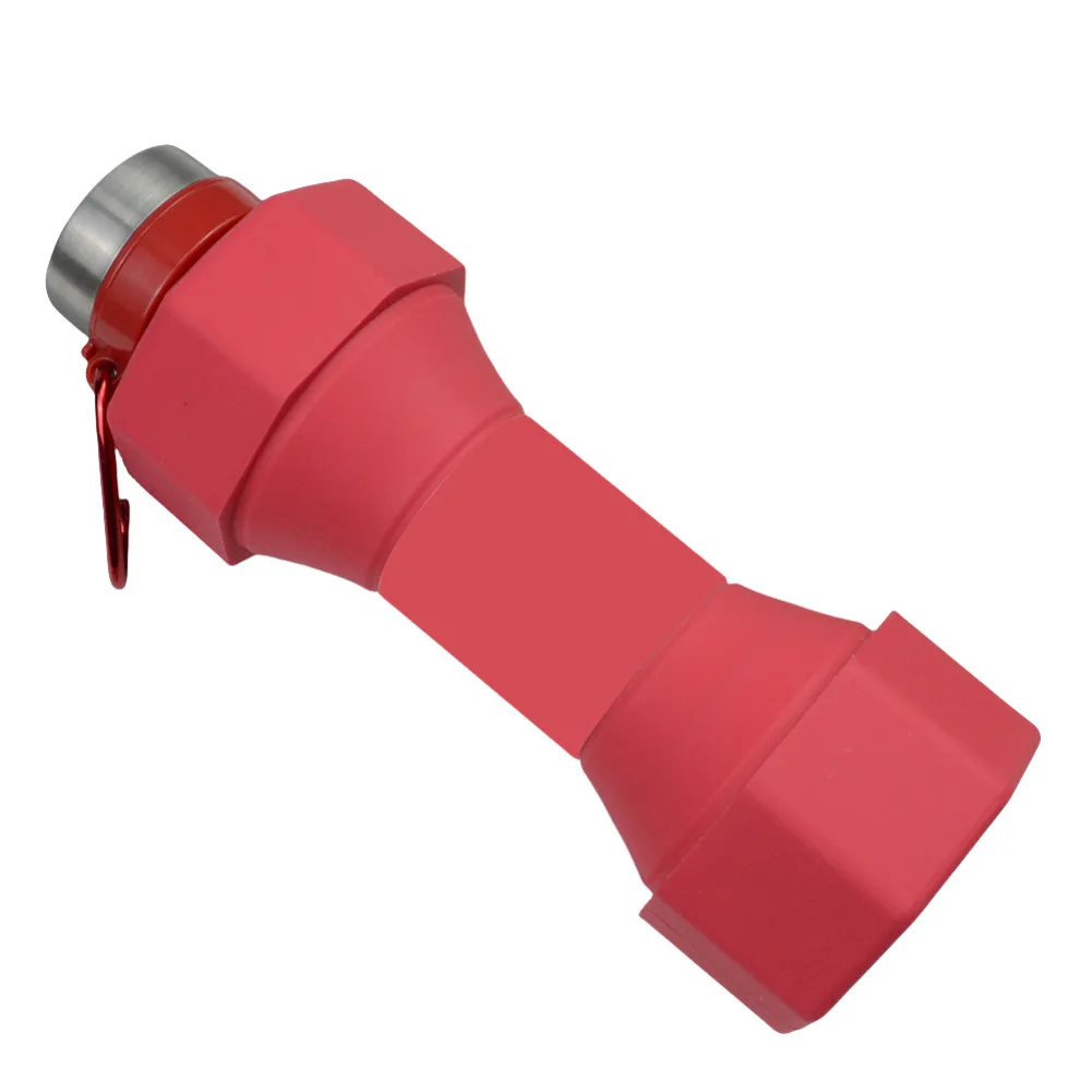 Botella de agua plegable para actividades al aire libre, botella con mancuernas plegable, contenedor de agua para Fitness, ligero y portátil