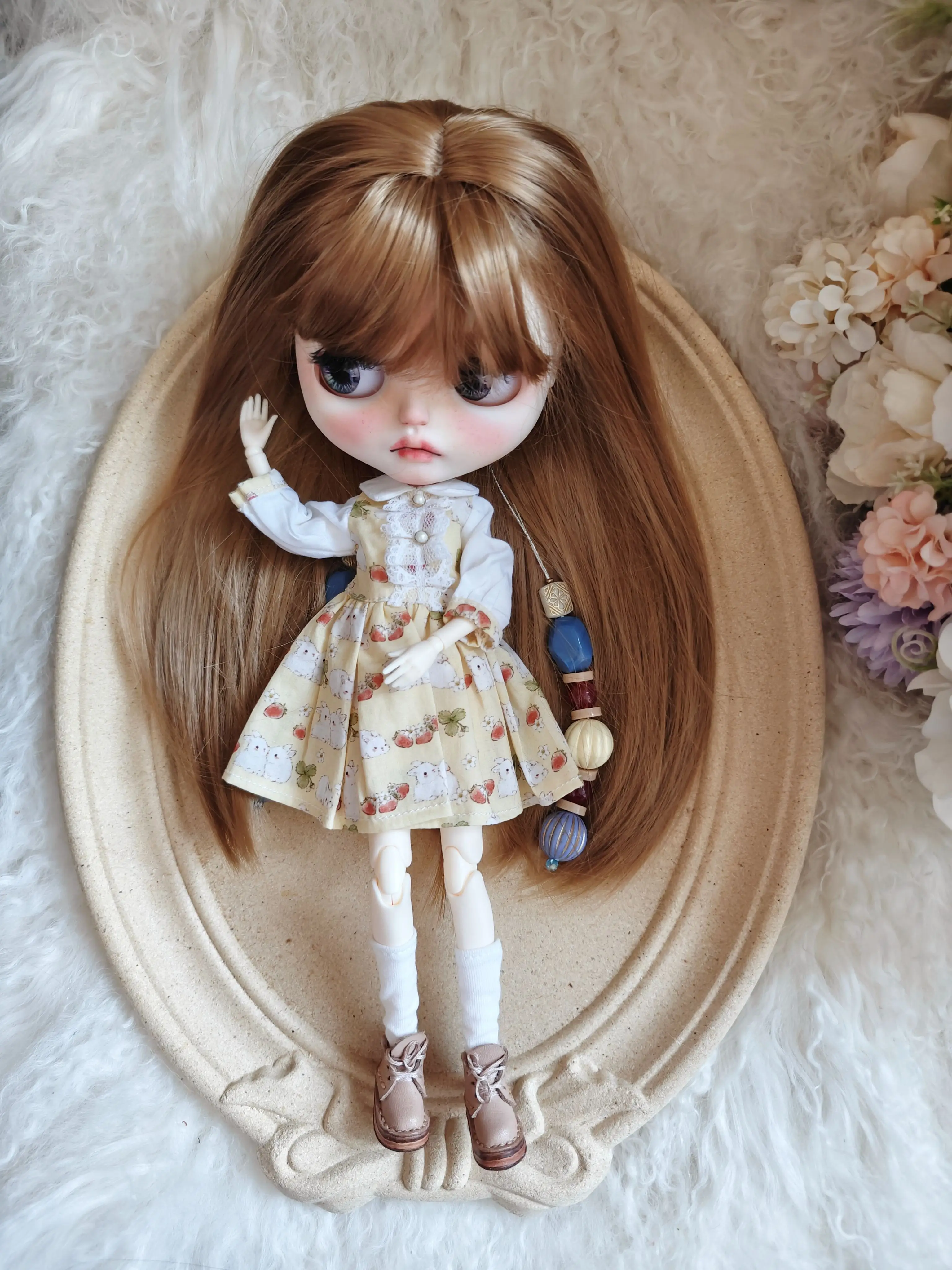 Blyth Doll Clothes Handmade Vanilla Classic Dress set for Ymy Licca Azones Ob24 Ob22 Doll blythe clothing Accessories