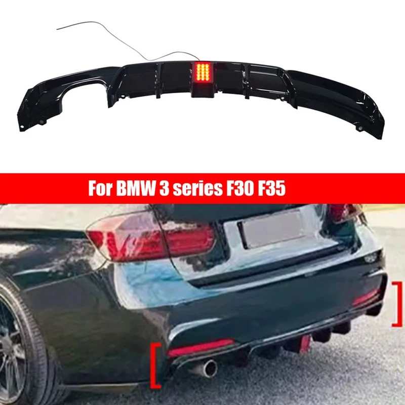 

For BMW 3 series F30 F35 2012-2019 lamp Bright Black Rear Bumper Diffuser Spoiler Rear Splitters Spoiler Back lip Diverter black