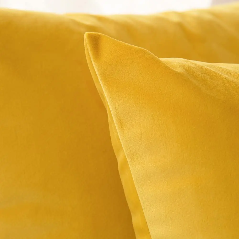 Funda de cojín de terciopelo para decoración moderna del hogar, cubierta de almohada suave de color amarillo brillante, 45x45, para sala de estar