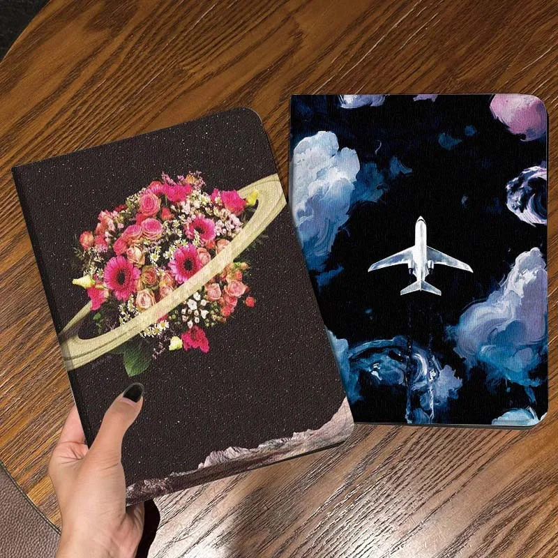 

Flower Ring Saturn Space Tablet Case For Apple iPad Air Pro mini 1 2 3 4 5 6 7 8 9 11 M2 M3 M5 M4 5th 6th 7th 10th 11th Gift