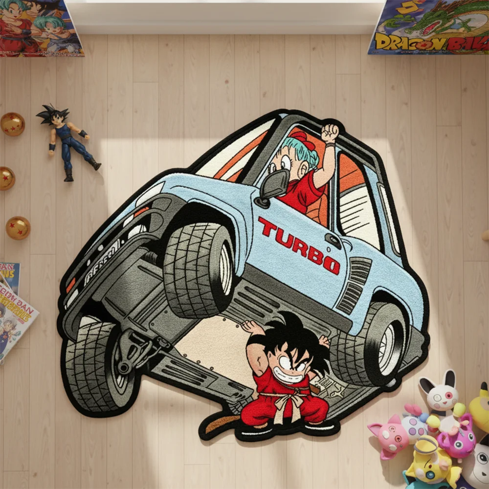 Dragon Ball Z Bulma & Goku Turbo Car Anime Area Rug - 3D Print Soft Anti-Slip Floor Mat for Gaming Room Bedroom Decor - view 4
