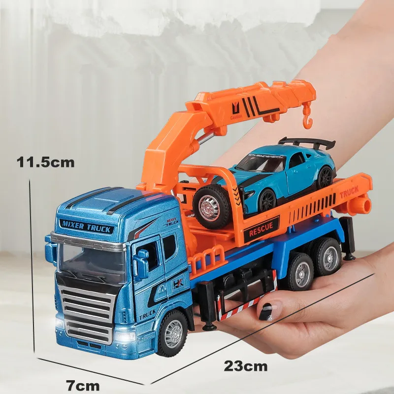 1: 32 alloy rescue trailer model,simulated sound and light,engineering transport vehicle toy,wholesale