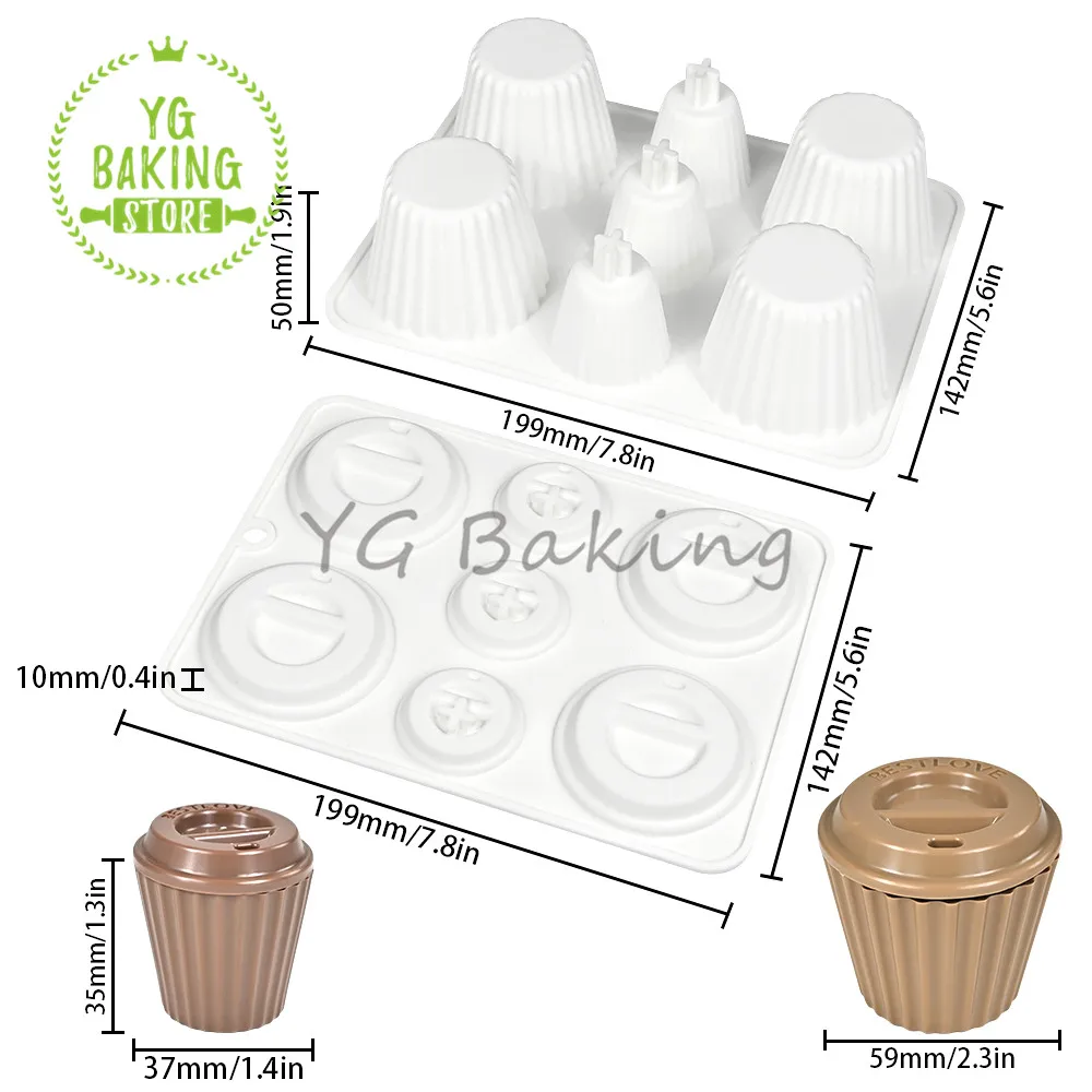 Dorica 2pcs/set 3D Striped Coffee Cup Cake Silicone Mould DIY Jelly Dessert Chocolate Mousse Mold Cake Decorating Tools Bakeware