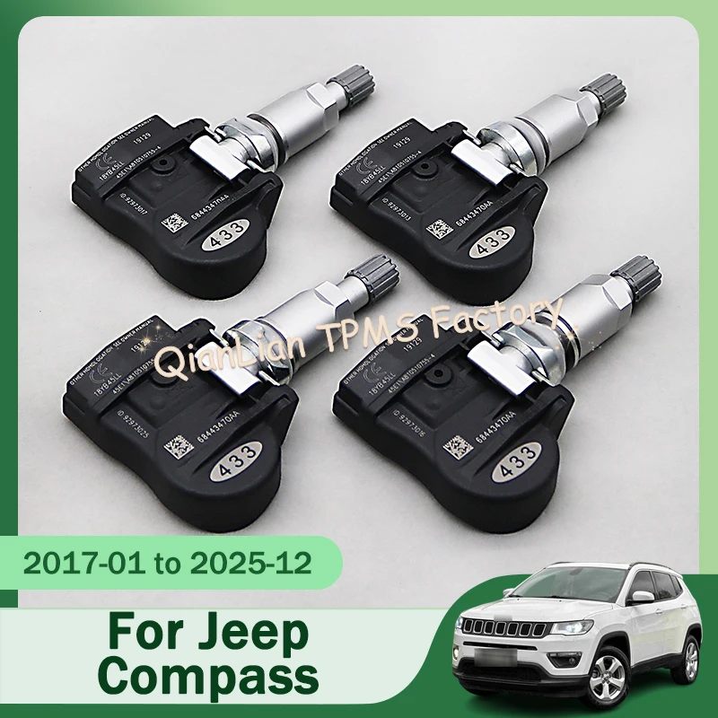 433MHz 68443470AA Wheel Tires TPMS Sensor Replacement For Jeep Compass Grand Cherokee Renegade Car Tire Pressure Monitor System