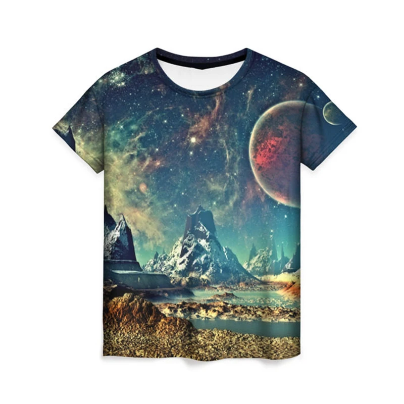 Summer Universe Star River 3D Printed Men\'s And Women\'s Short-Sleeved Round Neck New T-shirt Loose Fashion Oversized Popular Top