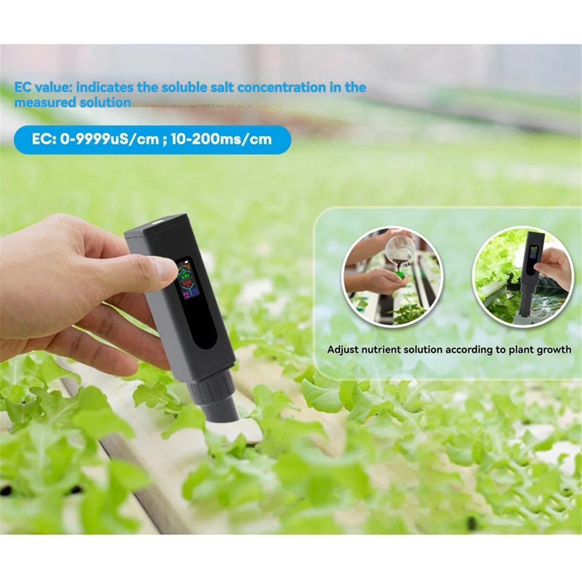 BISM Rechargeable 5 in 1 Salinity Meter PH Water Quality Tester Digital EC TDS TEMP Monitor for Aquarium, Hydroponics, Pool