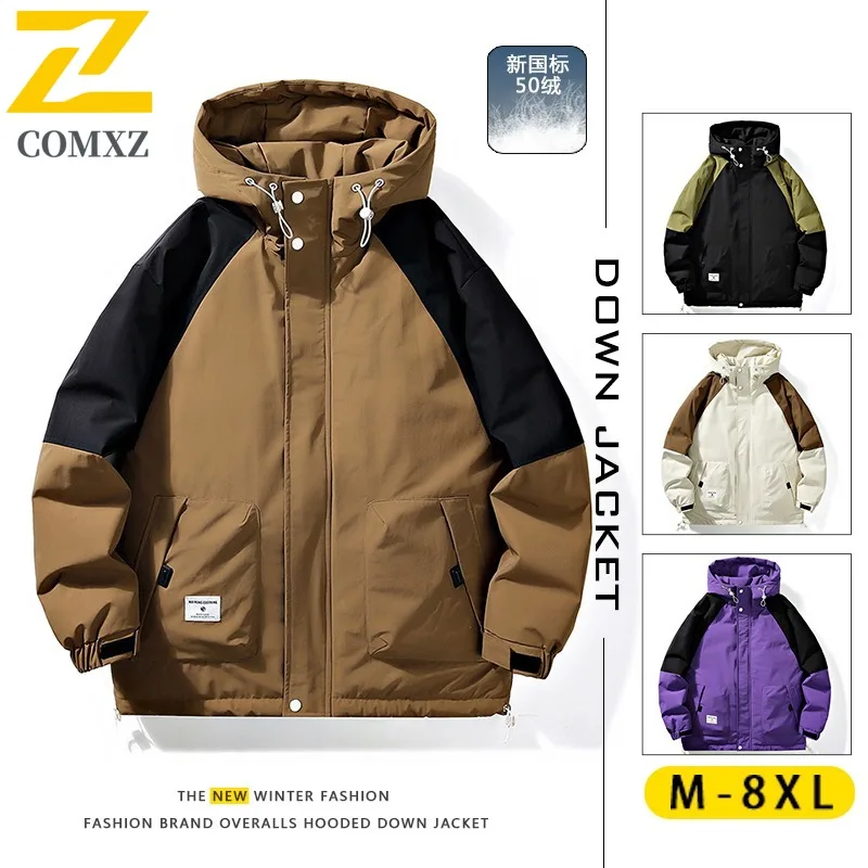 COMXZ أسفل سترة الرجال المعيار الوطني 50% الأبيض بطة أسفل عمال مقنعين الكورية نمط مقاوم للماء سترة واقية تسلق دعوى #2