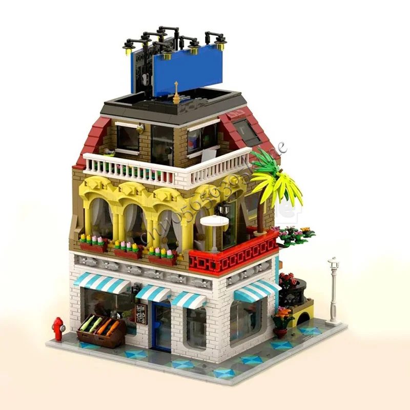 Bloc de construction modulaire personnalisé MOC pour enfants, 2364 pièces, maison, coin de rue, magasin de poissons, modèle populaire Simple, bricolage, jouet d'anniversaire, cadeau