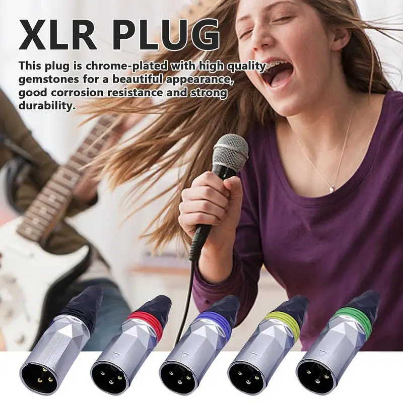 XLR Connector Audio Male Connectors 3 Pin XLR Plugs Audio Equipment Connector With Chrome Plating Professional XLR-F Socket Plug