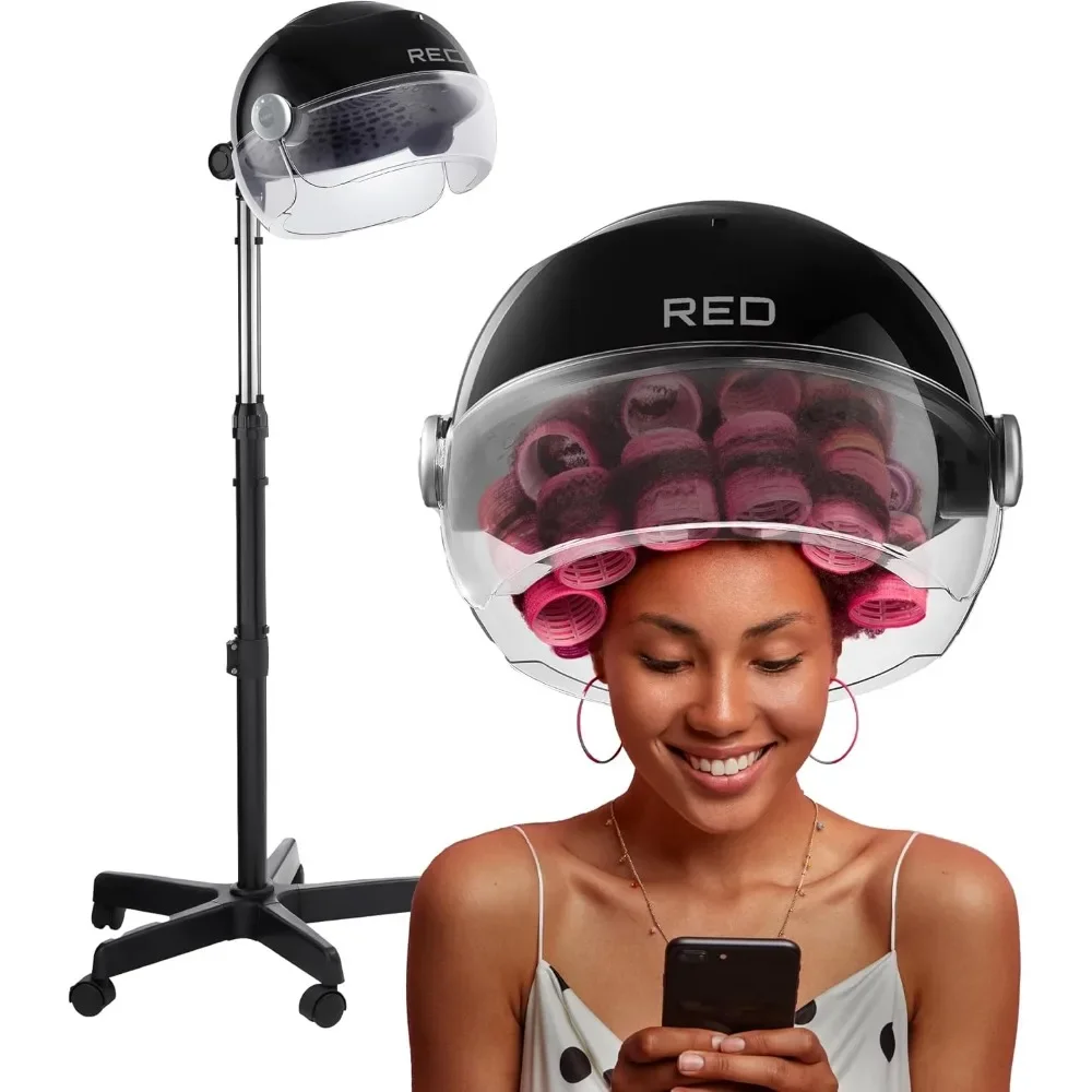 

Ionic Hooded Hair Dryer, Digital Timer, Adjustable Height, 3 Temp Settings, Quick Drying, Comfortable Hood, for Home & Salon