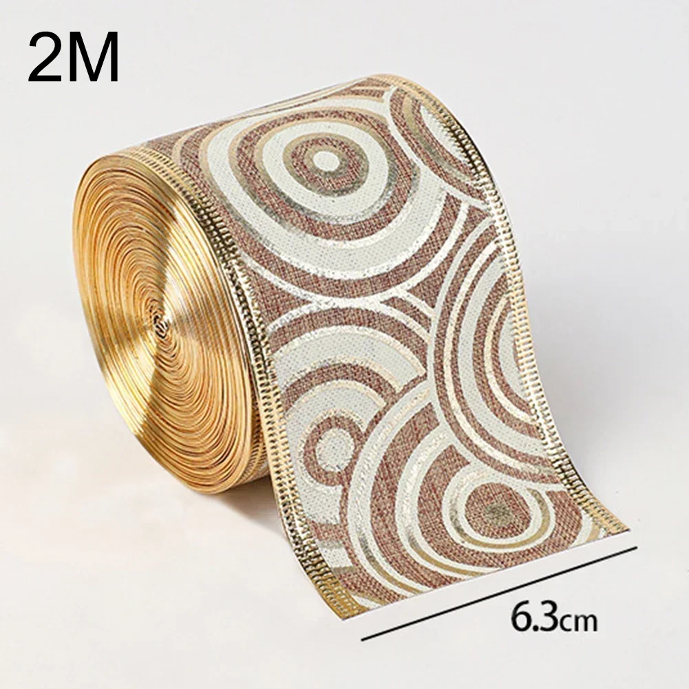 Gold Christmas Ribbon Transparent Mesh DIY Bow Craft Wrapping Wreath Xmas Tree Ornaments Navidad New Year Party Decor Ornaments