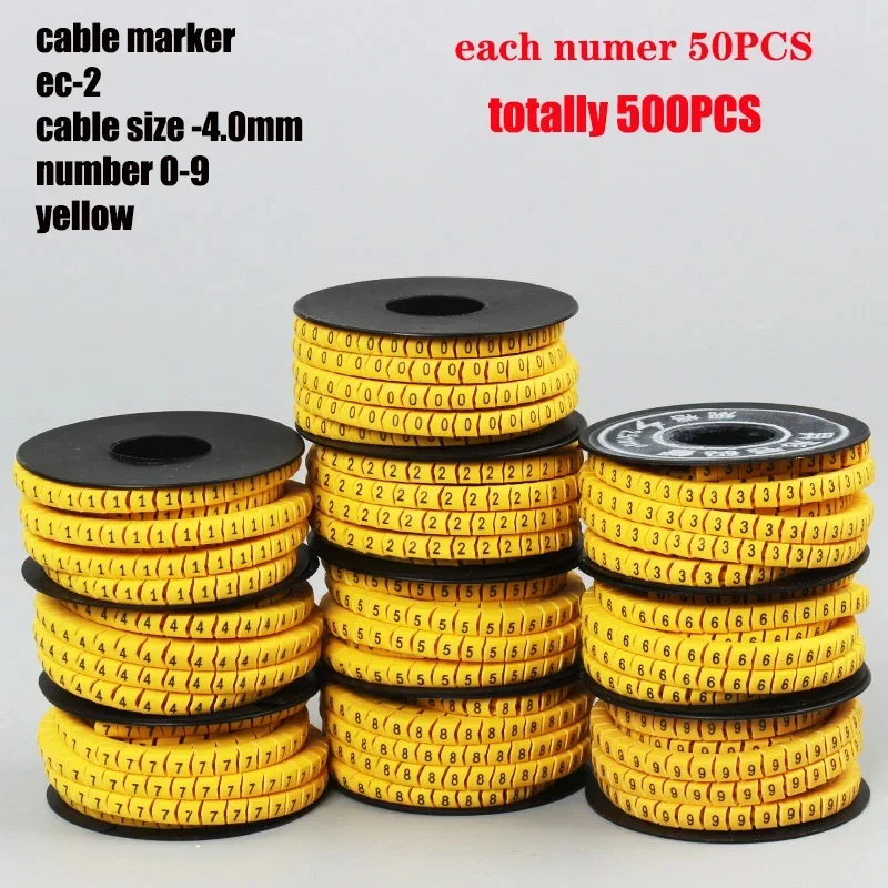 EC Export Type Number Tube 0-9 Distribution Box Wire Number Network Cable Label Mark Yellow Background Black Text