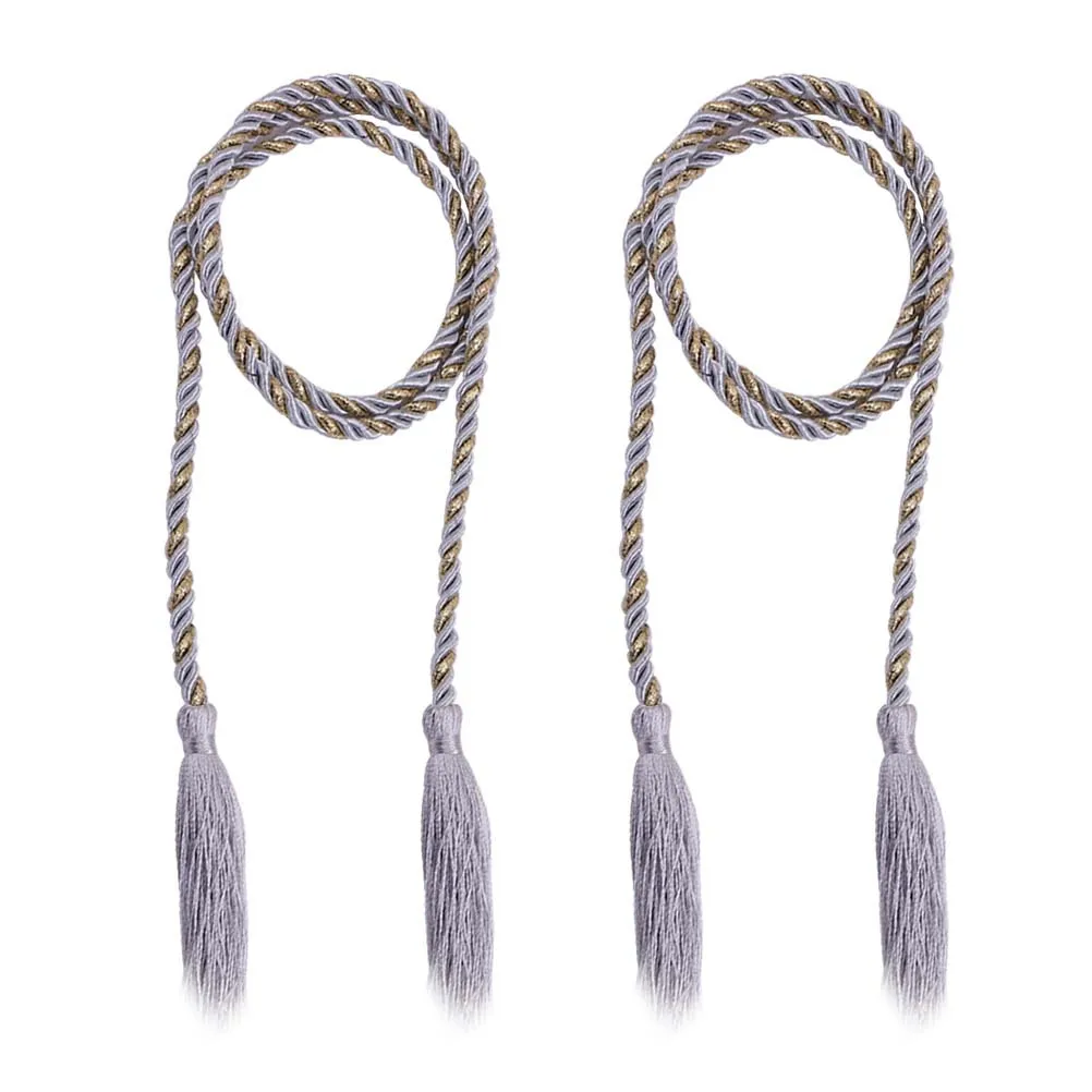 2개 세트 커튼 타이백 로프 실버 그레이 슈퍼 폴리에스터 태슬 중간 두께 얇은 커튼 거즈 쉐이드 스트링 액세서리 홈