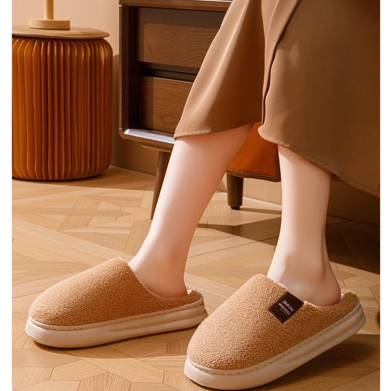 

New Thick Bottom Women's Cotton Slippers for Autumn and Winter 2025 Indoor Warm and Outdoor Non slip Slippers