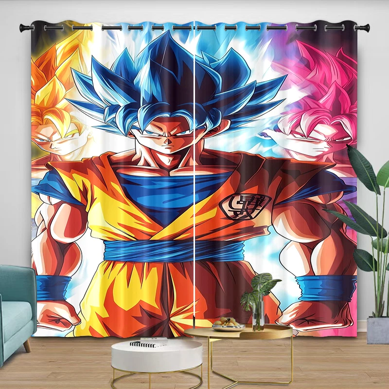 Curtains Japanese Game Living Room Print Baby Kids Gift 2 Pieces Of Dragon Ball Anime soft beautiful Living Room Decoration