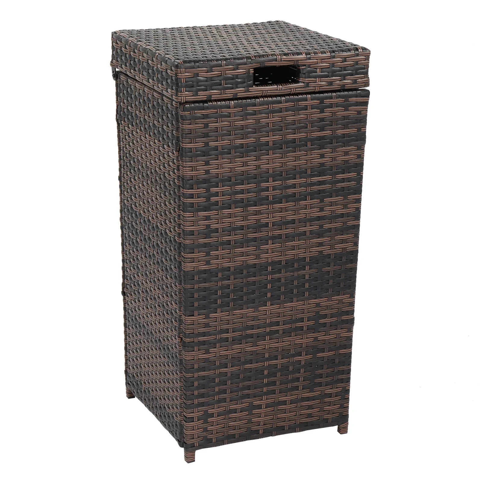 

With Top Cover Iron Frame Rattan Trash Can Gary Gradient Yard Waste Bins
