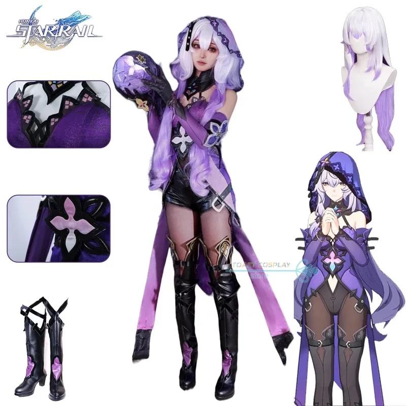Новый костюм для косплея Honkai Star Rail Black Swan 2025 AA, платье, парик, обувь, полный комплект для женщин ★ ★ ★