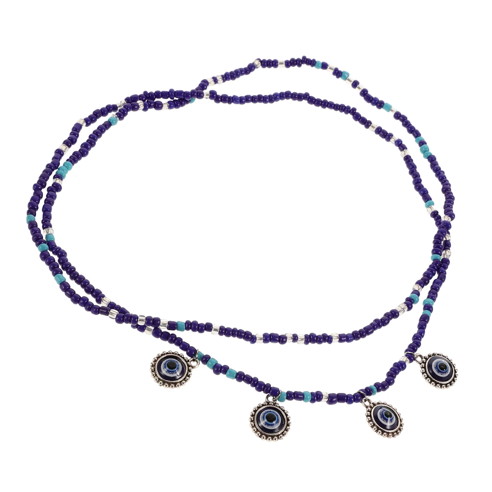 Цепочка на талию с голубыми глазами, бикини, украшения для тела для женщин, цепочки с бусинами на живот