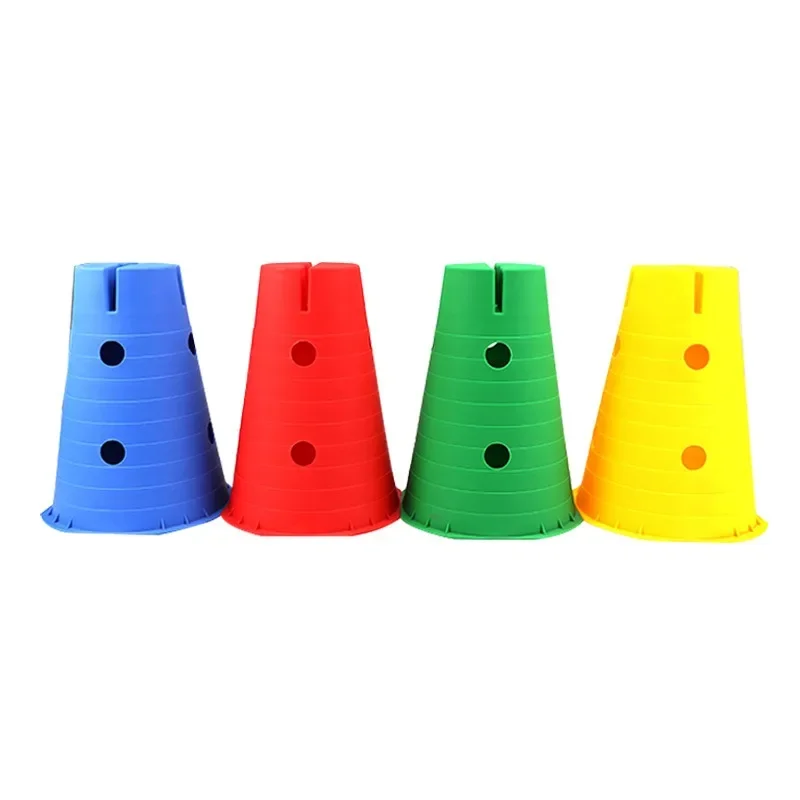 

32cm Football Logo Bucket Cones Soccer Practice Training Equipment Agility Hollowed Sports Cones Roller Skating Universal Marker