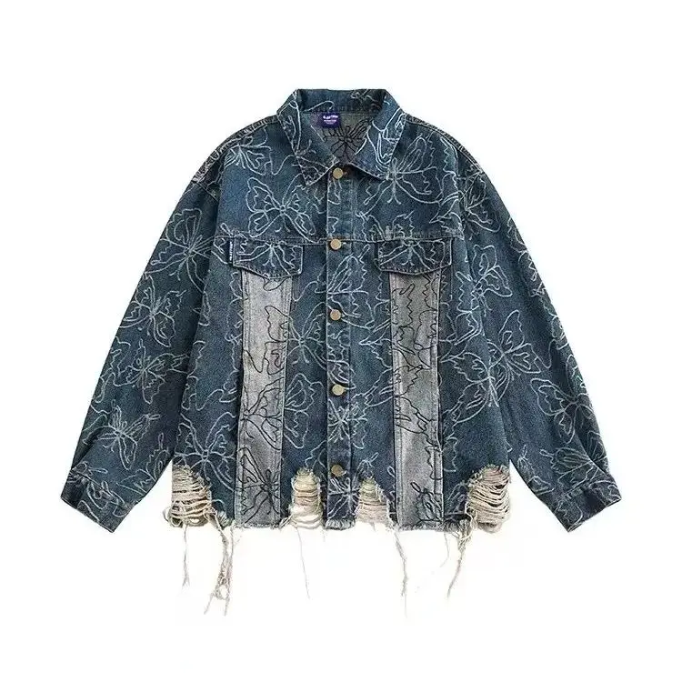 New Arrival Cotton Denim Jean Spring Autumn Tassels Women Bomber Jacket Unisex High Streetwear Casual Chic Coat Vintage